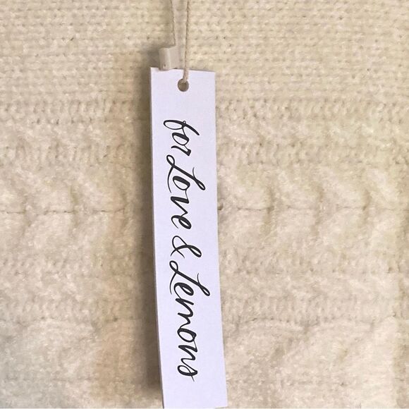 NEW For Love & Lemons Dominique Shoulder Pad Cable Knit Sweater Ivory Size S - Picture 15 of 15